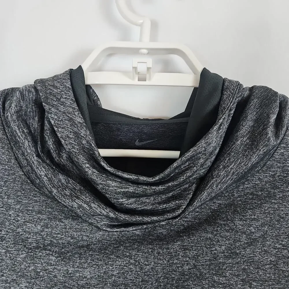 LeBron James + Nike Gray Ombre Pixel Long Sleeve Tee, Cowl Neck, Hoodie Small